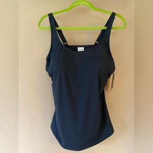 Duluth Womens Suit Up Swim Built-in Bra Tankini size 16 Black Adjustable NWT